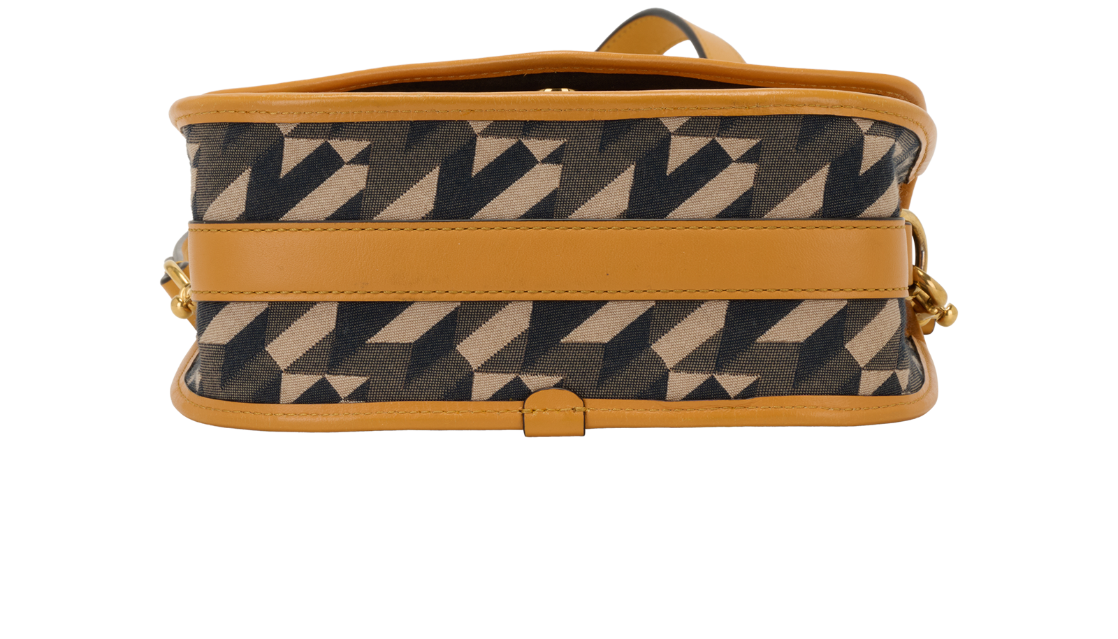 Econyl M Satchel, &pound;320, Handbags, Brown/Yellow, Fabric/Leather, Top view